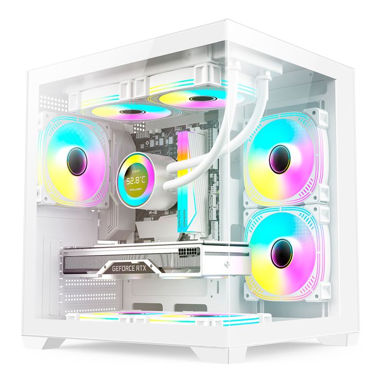 Gabinete Duex DXGA275WH White Com 3 Fans ARGB