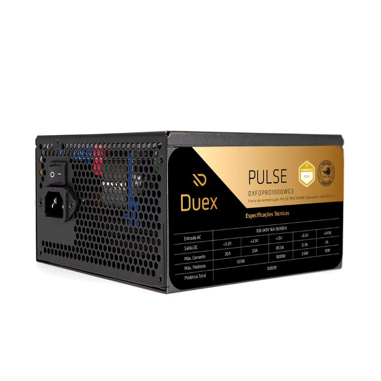 Fonte Pulse Pro 1000W Full Modular ATX 3.1 PCIe 5.1 Cybenetics Gold e Teclab