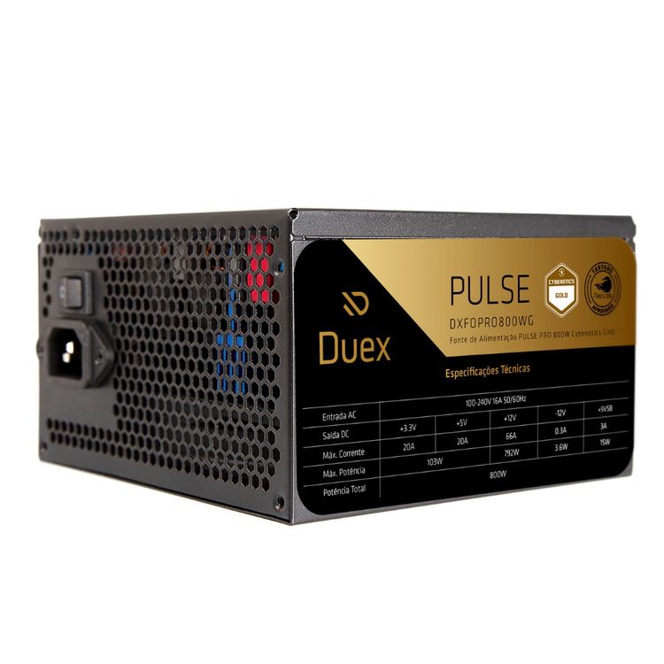 Fonte Duex Pulse Pro 800W Full Modular Cybenetics Gold e Teclab