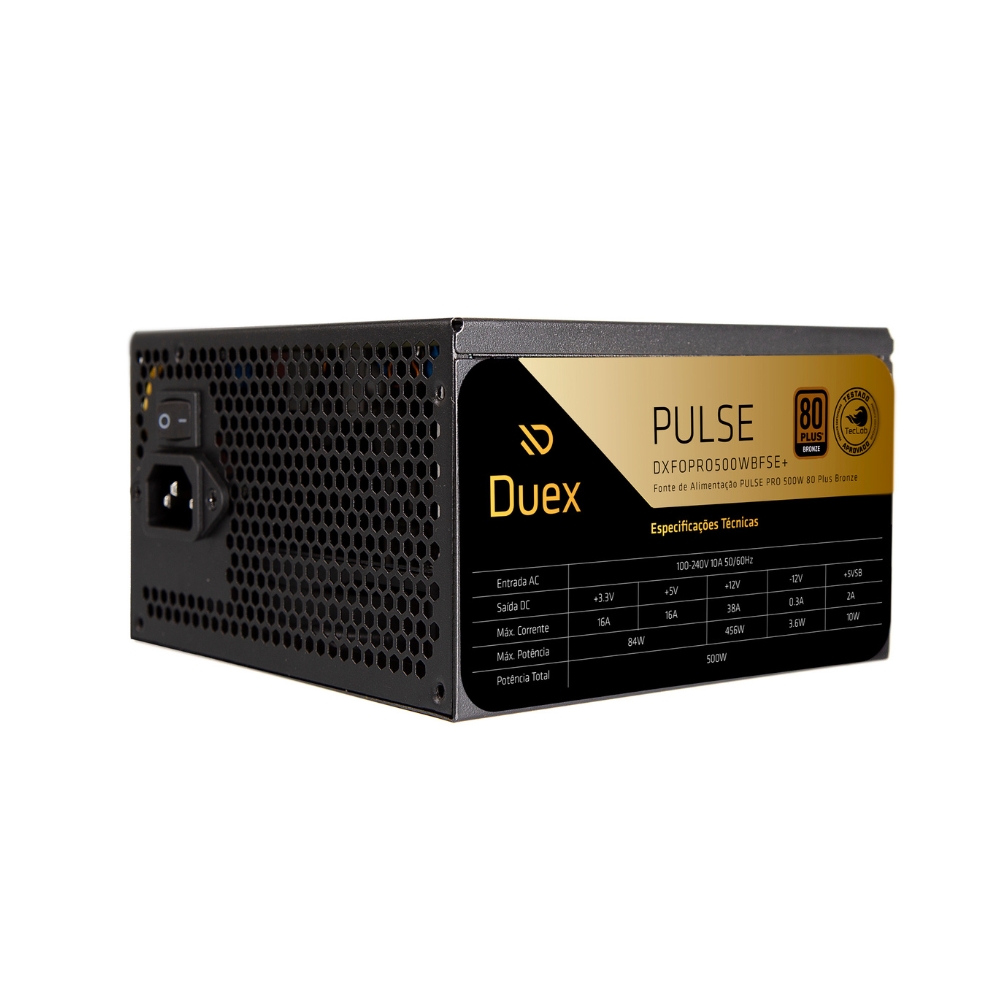 Fonte Duex Pulse Pro 500W 80 Plus Bronze e Teclab DXFOPRO500WBFSE+